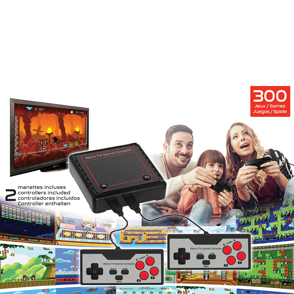 Retro TV Game Console with 300 Games - Image 3