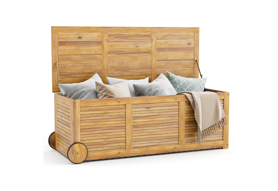 Rolling Patio Wooden Deck Box - Image 2