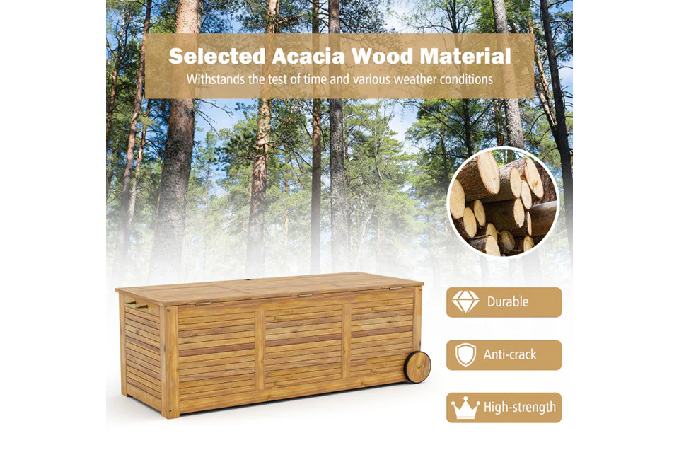 Rolling Patio Wooden Deck Box - Image 4