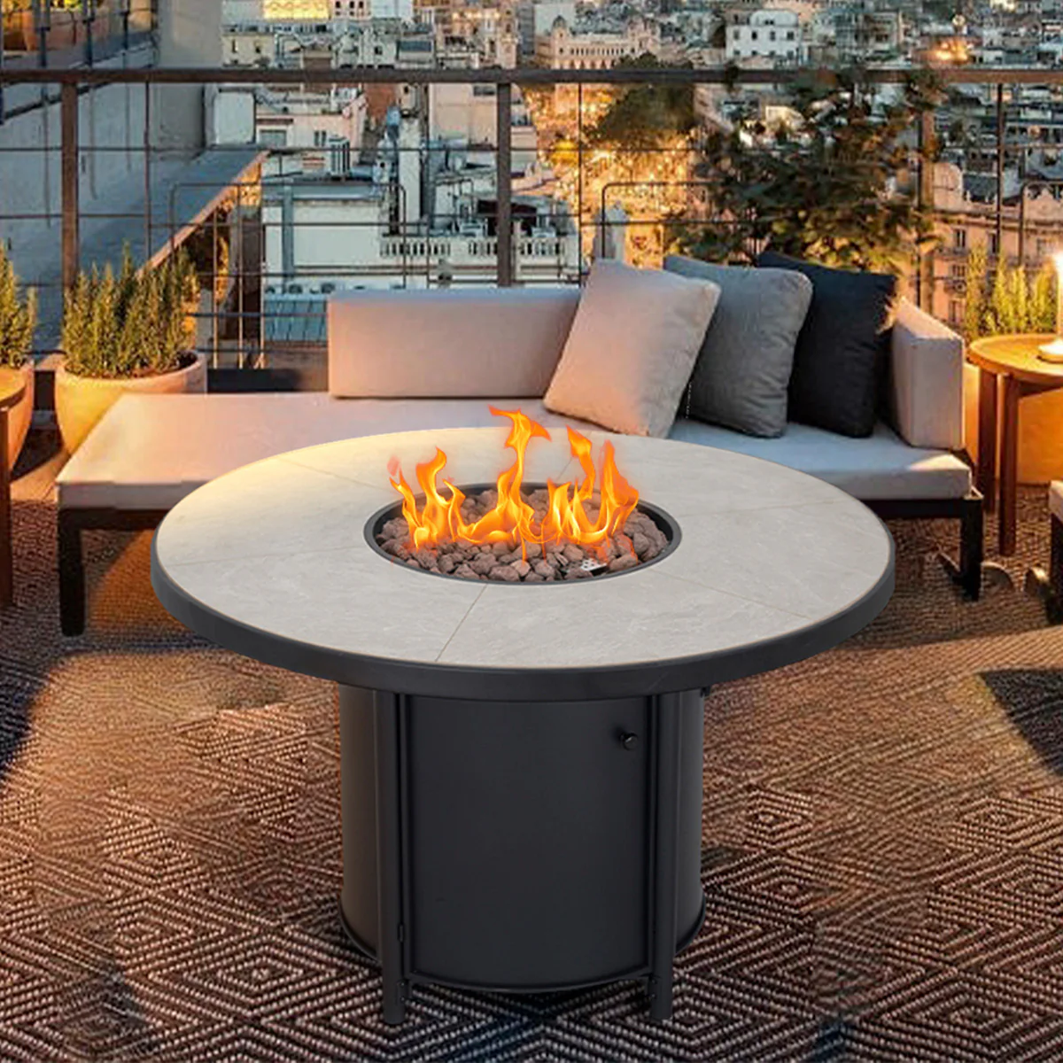 Round Propane Gas Fire Pit Table - Image 17