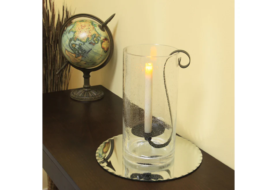 Rustic Hurricane with Flameless Wax Taper Candle - Image 3