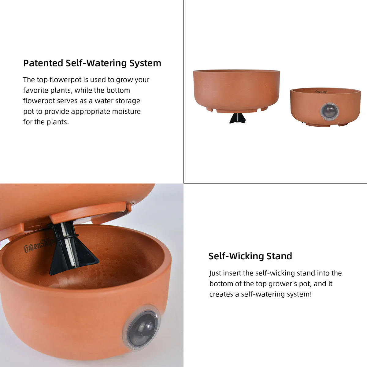 Self-Watering Low Bowl Pot System for Indoor Plants (Set of 2) - Image 9