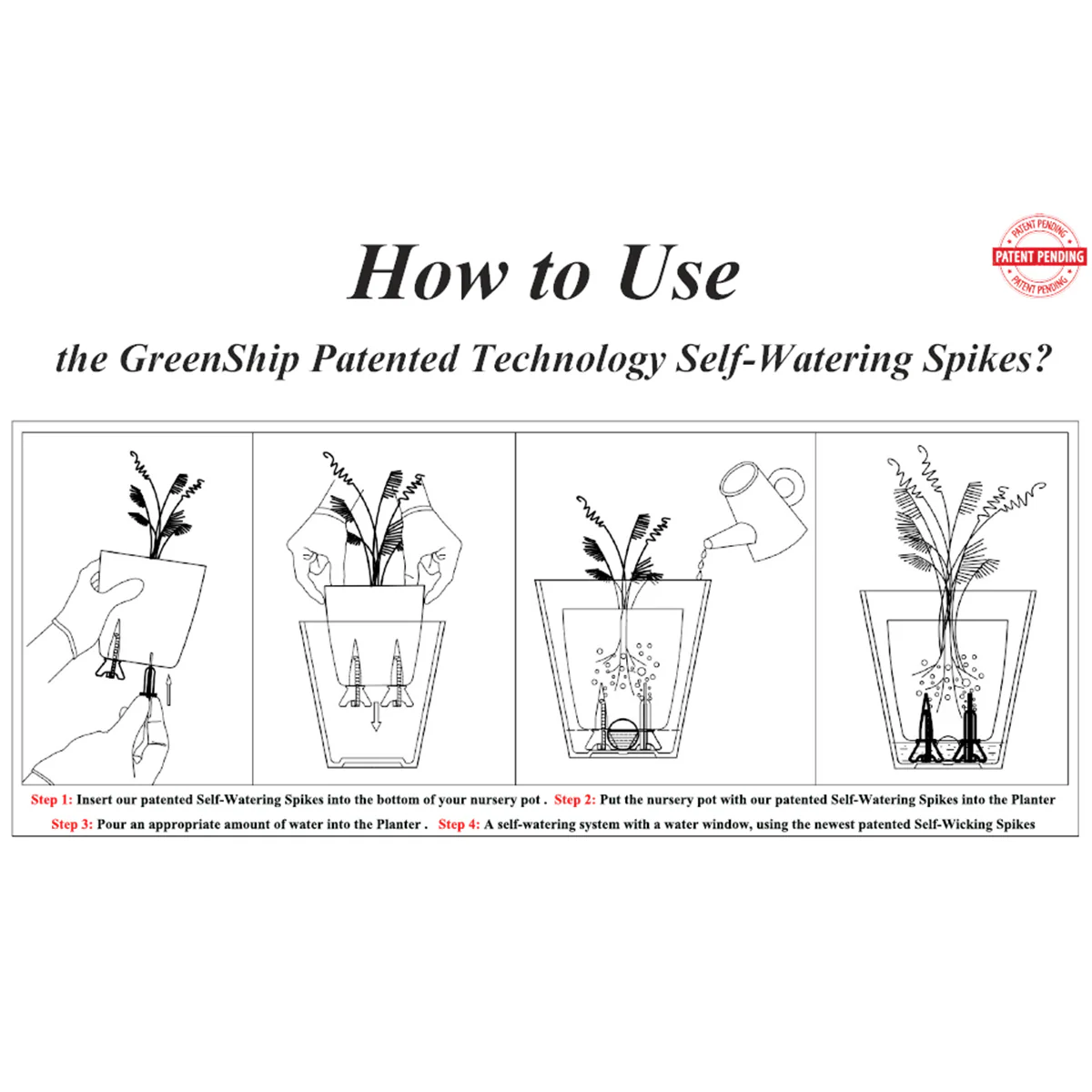 Self-Watering Tall Square Pot System for Indoor Plants (Set of 3) - Image 3