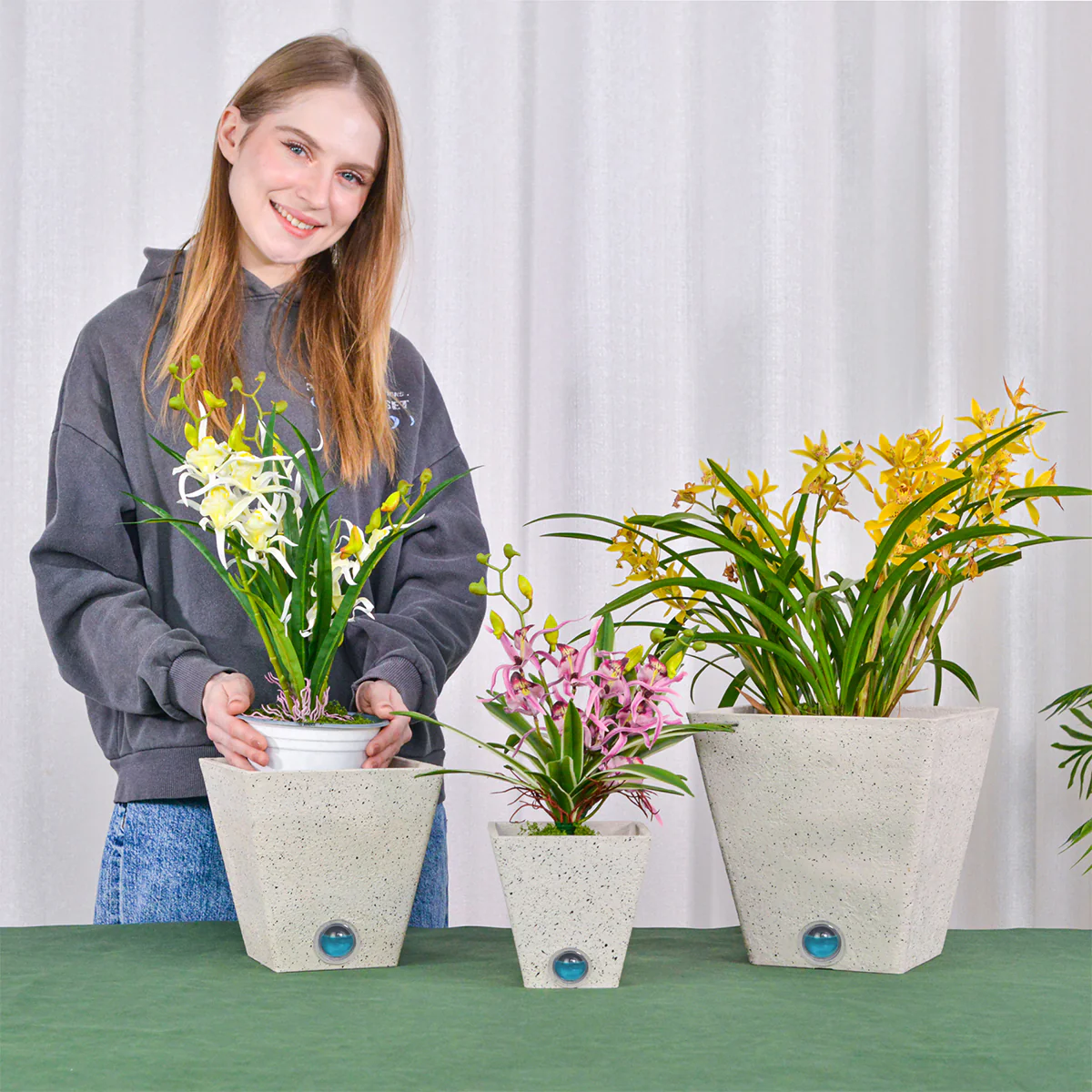 Self-Watering Tall Square Pot System for Indoor Plants (Set of 3) - Image 4