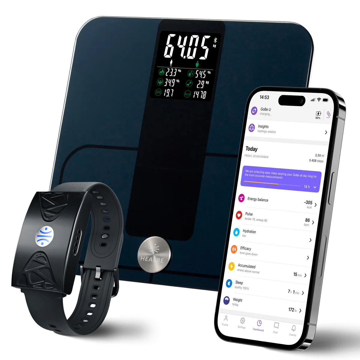 Skin Sensor Calorie Tracker and Smart Scale Bundle