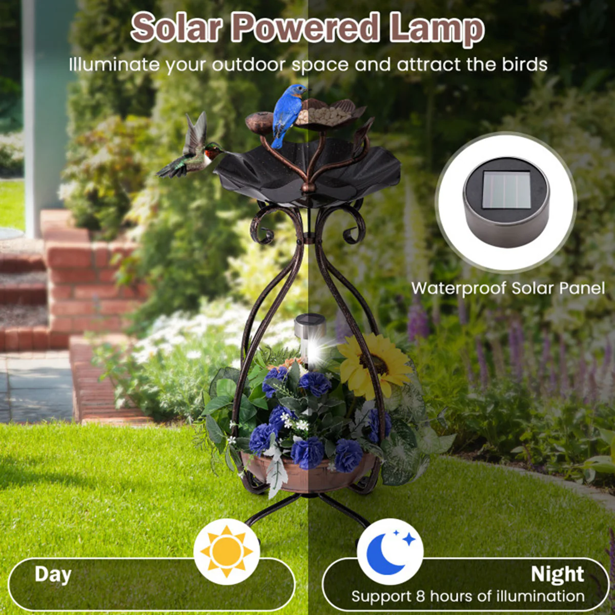 Solar Bird Bath Feeder and Planter - Image 16