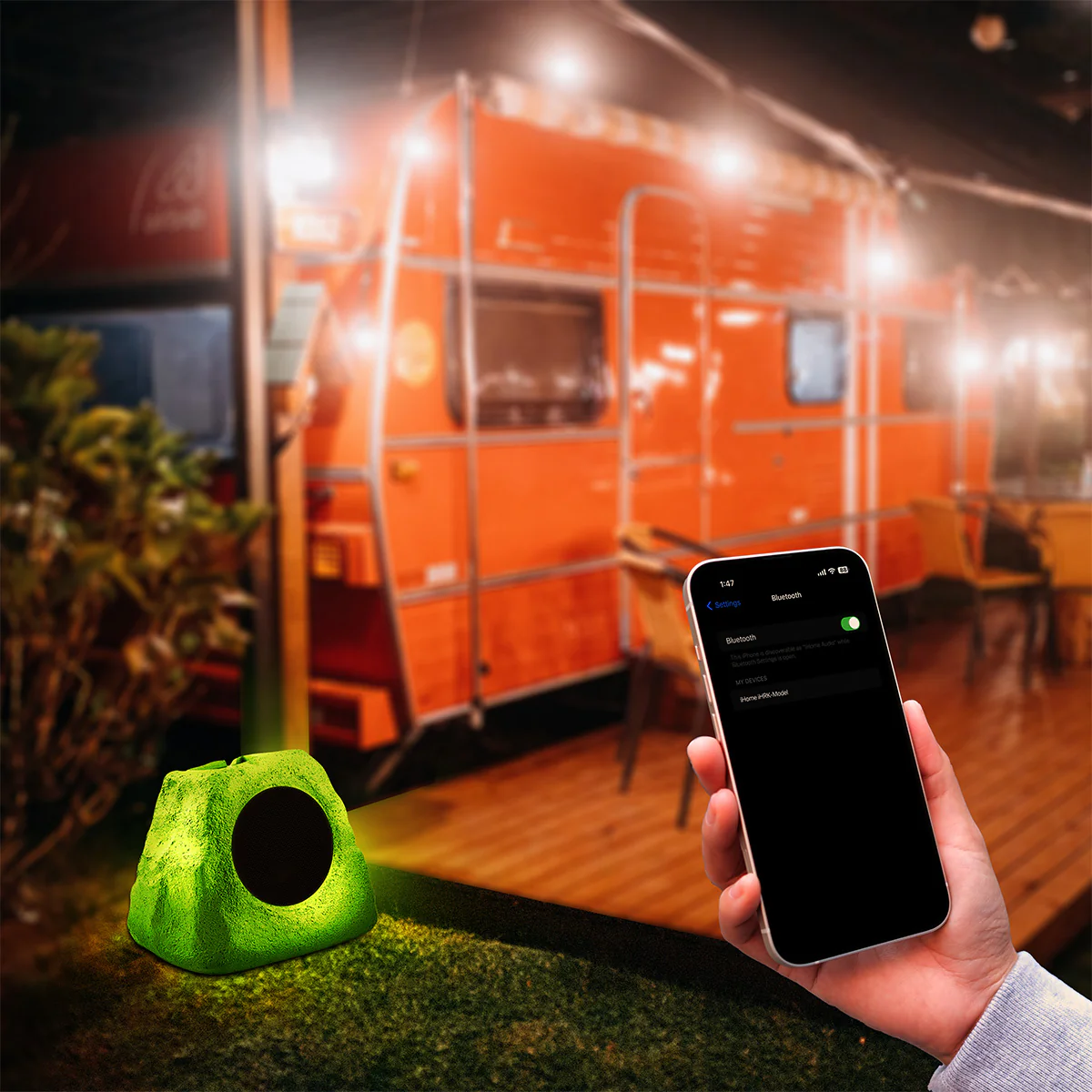 Solar Powered Bluetooth Rock Speaker with Multilink - Image 4