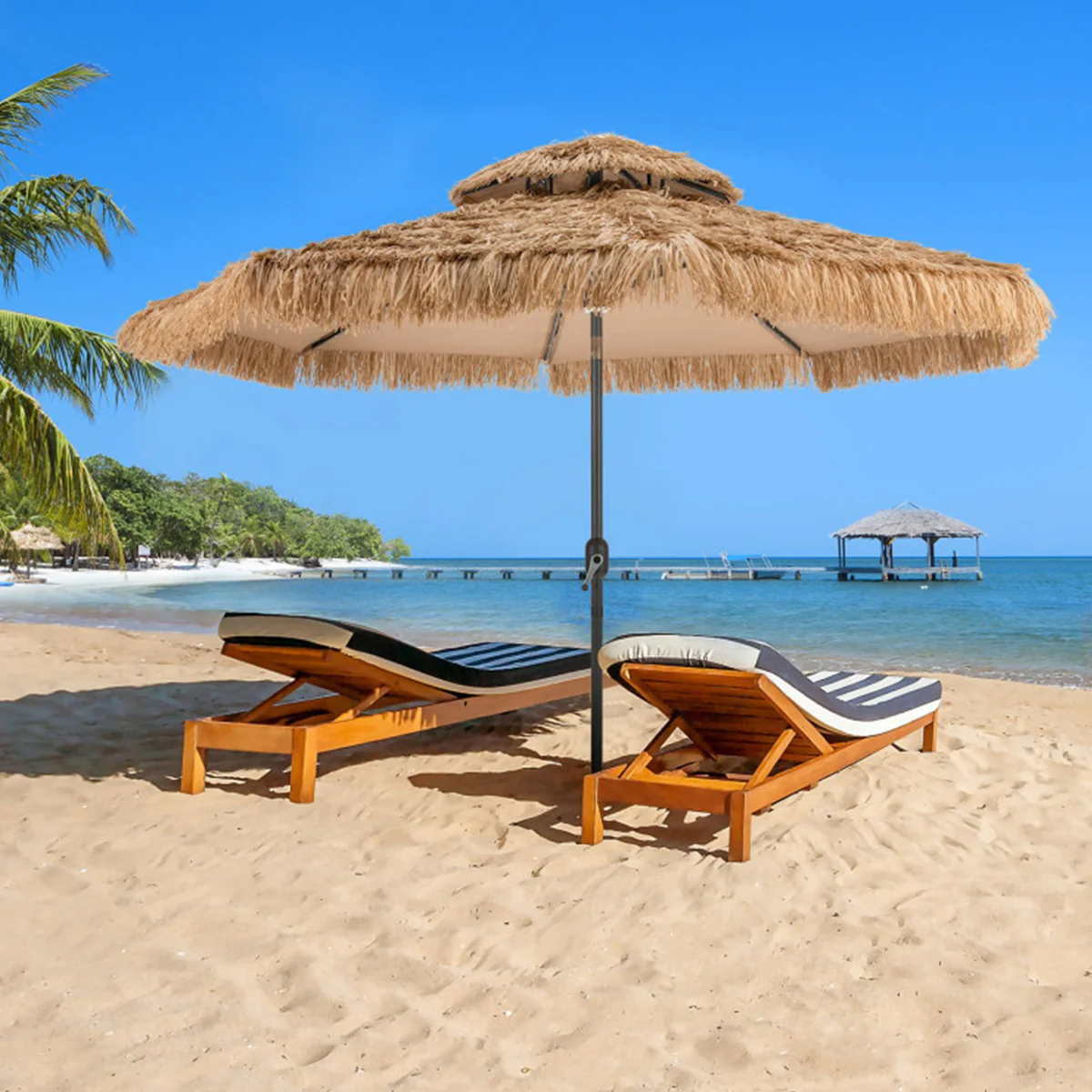 Solar Powered Tiki Patio Umbrella with Led Lights - Image 13