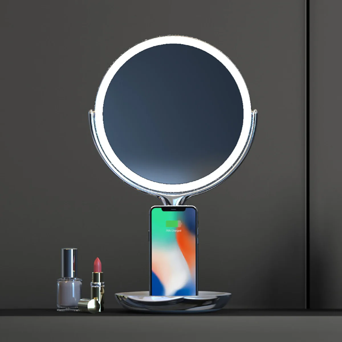 Spa Studio LED Vanity Mirror with Wireless Charging by Sharper Image