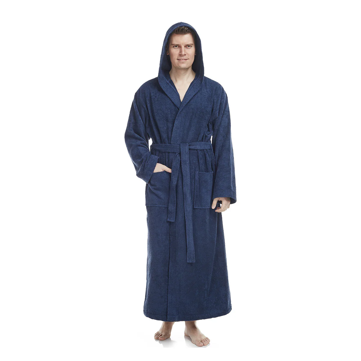 Turkish Cotton Ankle Length Hooded Bathrobe