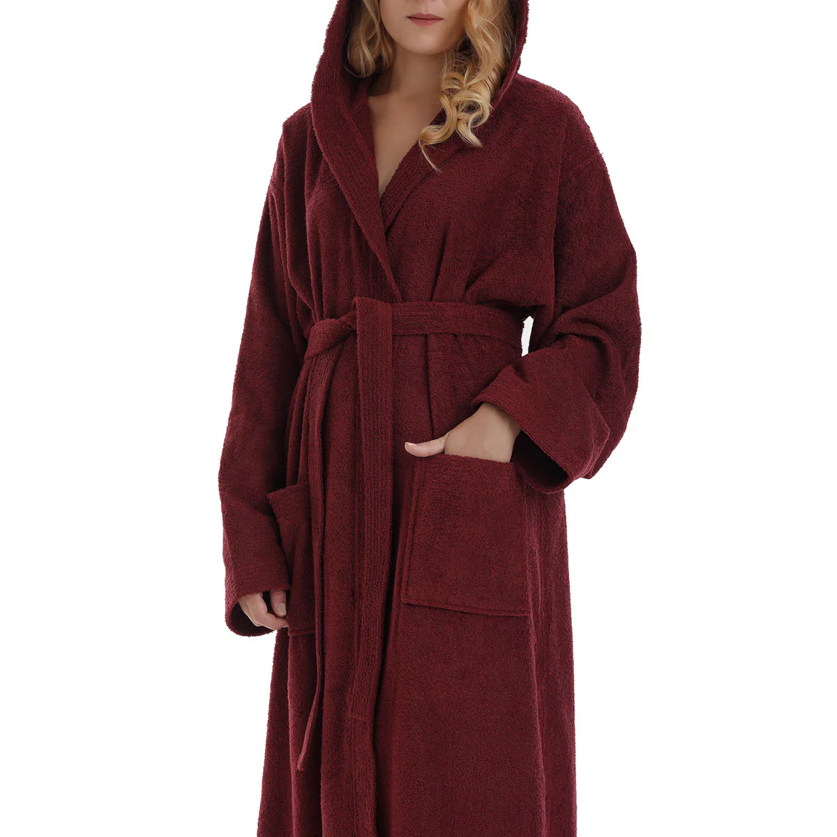Turkish Cotton Ankle Length Hooded Bathrobe - Image 11