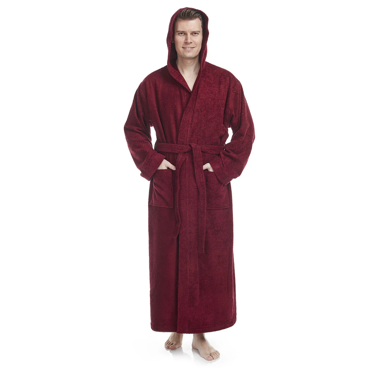 Turkish Cotton Ankle Length Hooded Bathrobe - Image 12