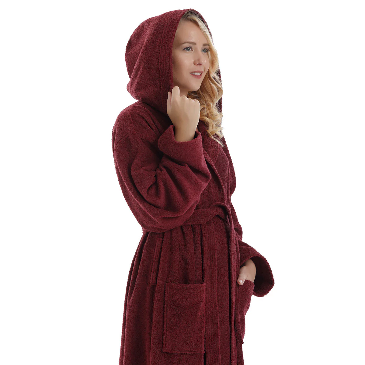 Turkish Cotton Ankle Length Hooded Bathrobe - Image 14