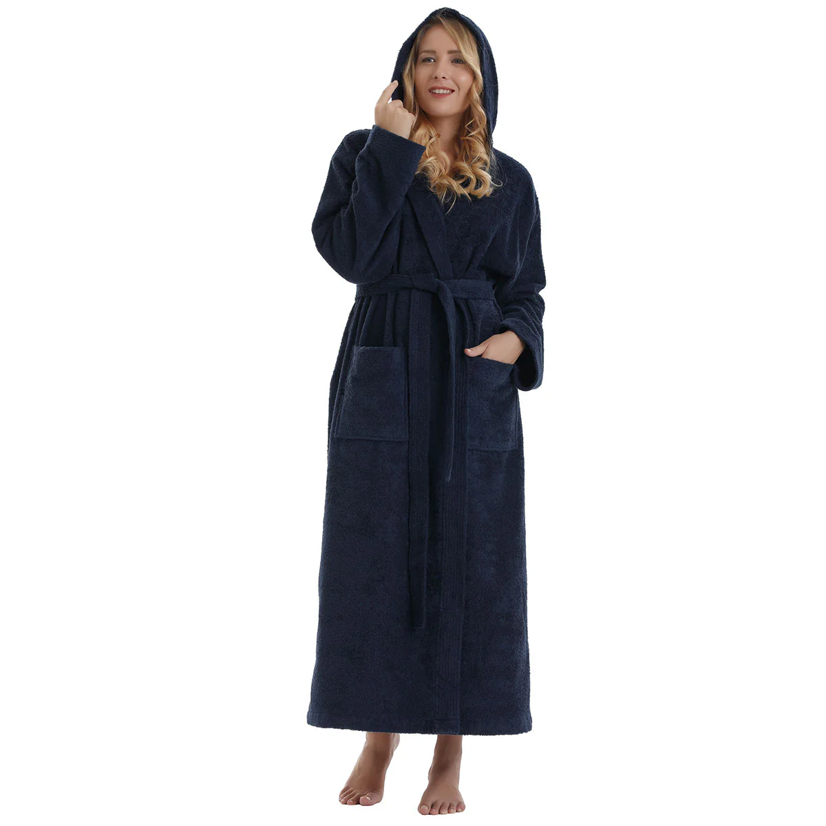 Turkish Cotton Ankle Length Hooded Bathrobe - Image 16