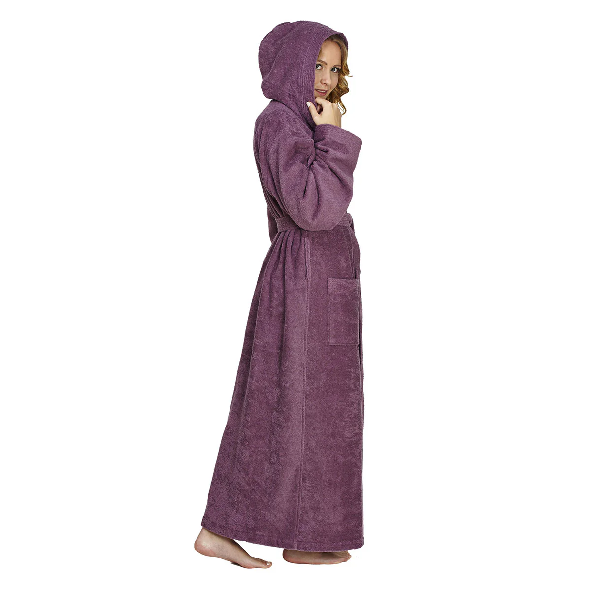 Turkish Cotton Ankle Length Hooded Bathrobe - Image 24