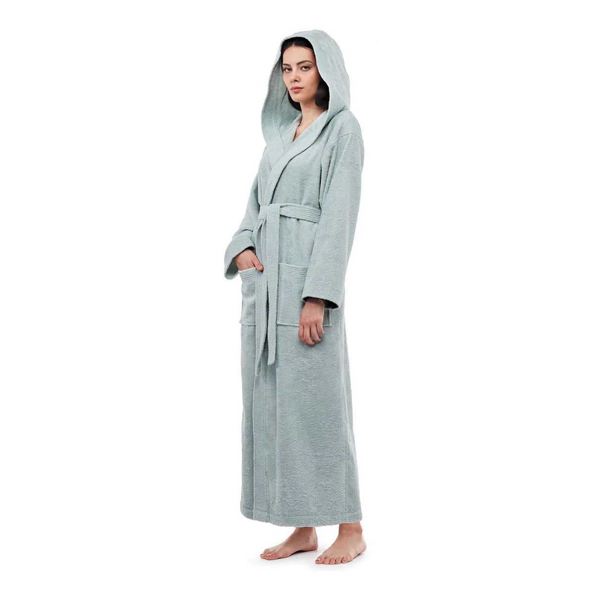 Turkish Cotton Ankle Length Hooded Bathrobe - Image 33
