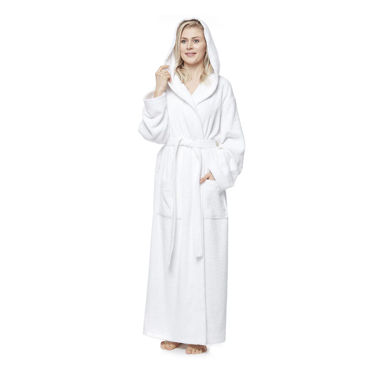 Turkish Cotton Ankle Length Hooded Bathrobe - Image 7