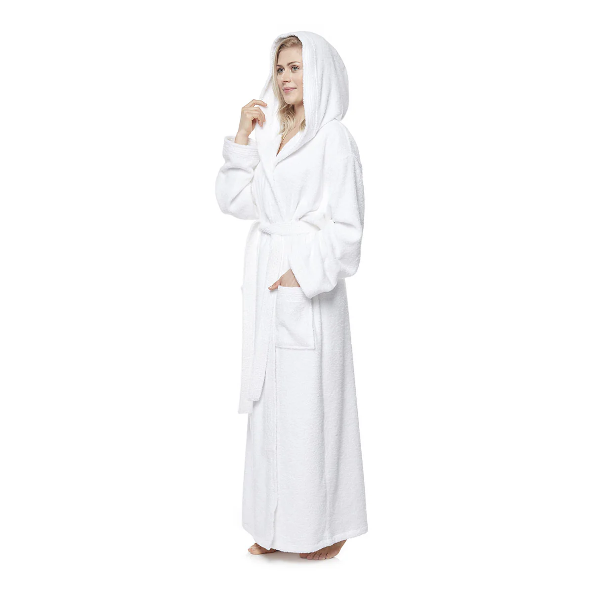 Turkish Cotton Ankle Length Hooded Bathrobe - Image 8