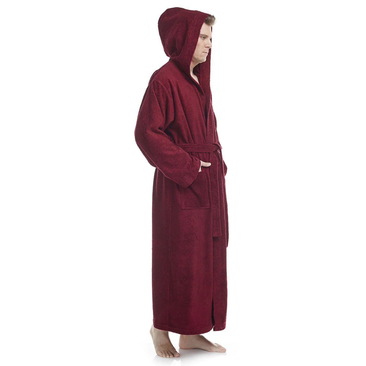 Turkish Cotton Ankle Length Hooded Bathrobe - Image 9