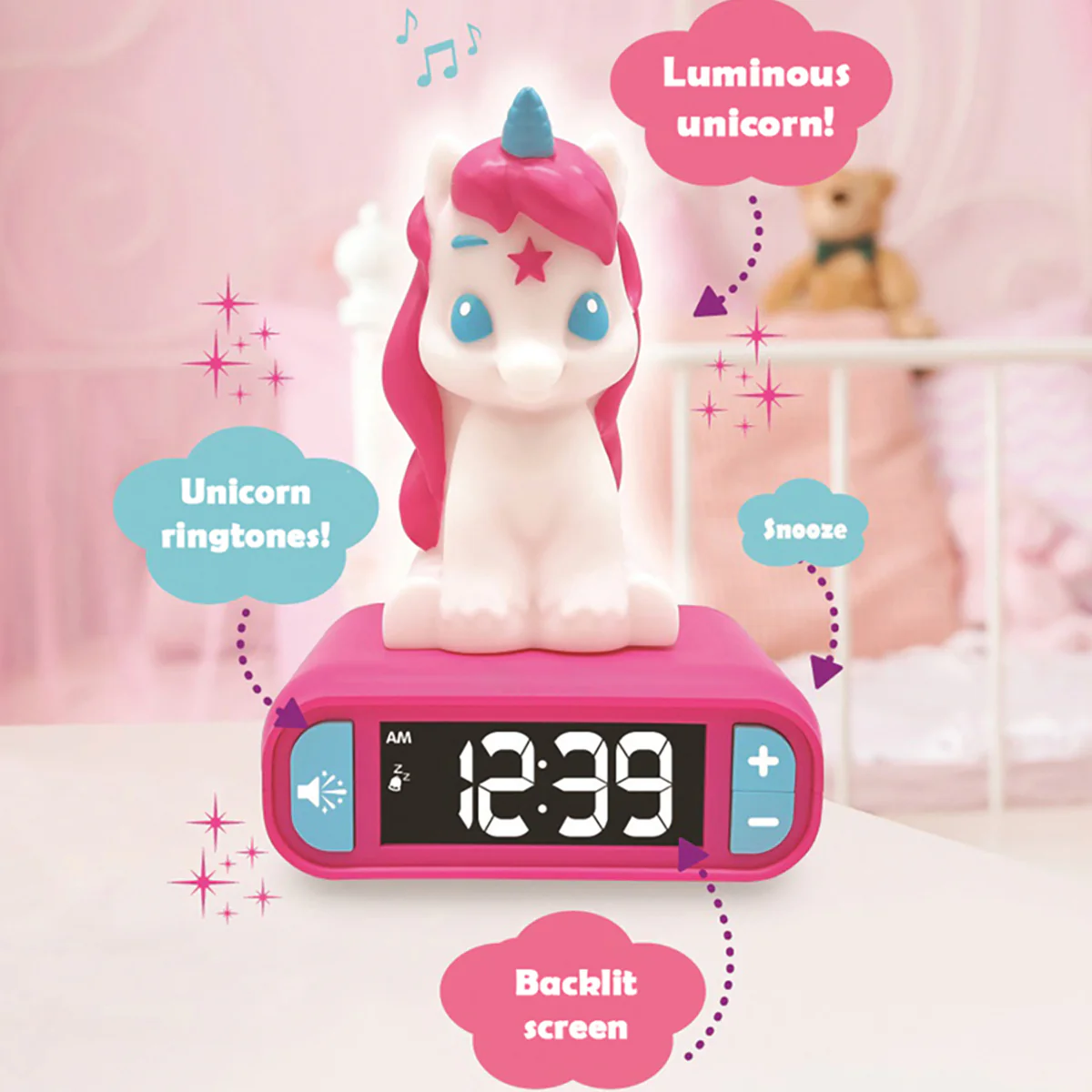 Unicorn Digital Alarm Clock with Nightlight - Image 3