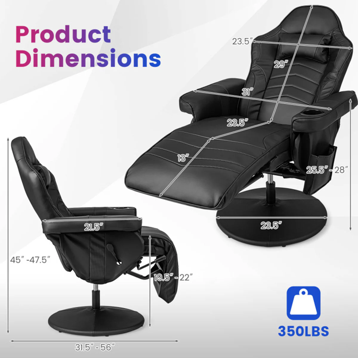Video Gaming Massage Recliner Chair - Image 34