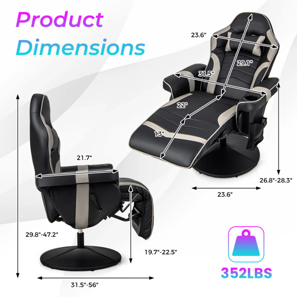 Video Gaming Massage Recliner Chair - Image 8