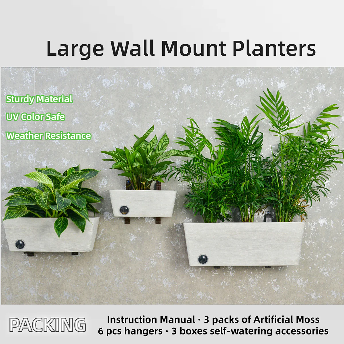 Wall Hanging Self-Watering Pot System for Indoor Plants (Set of 3) - Image 3