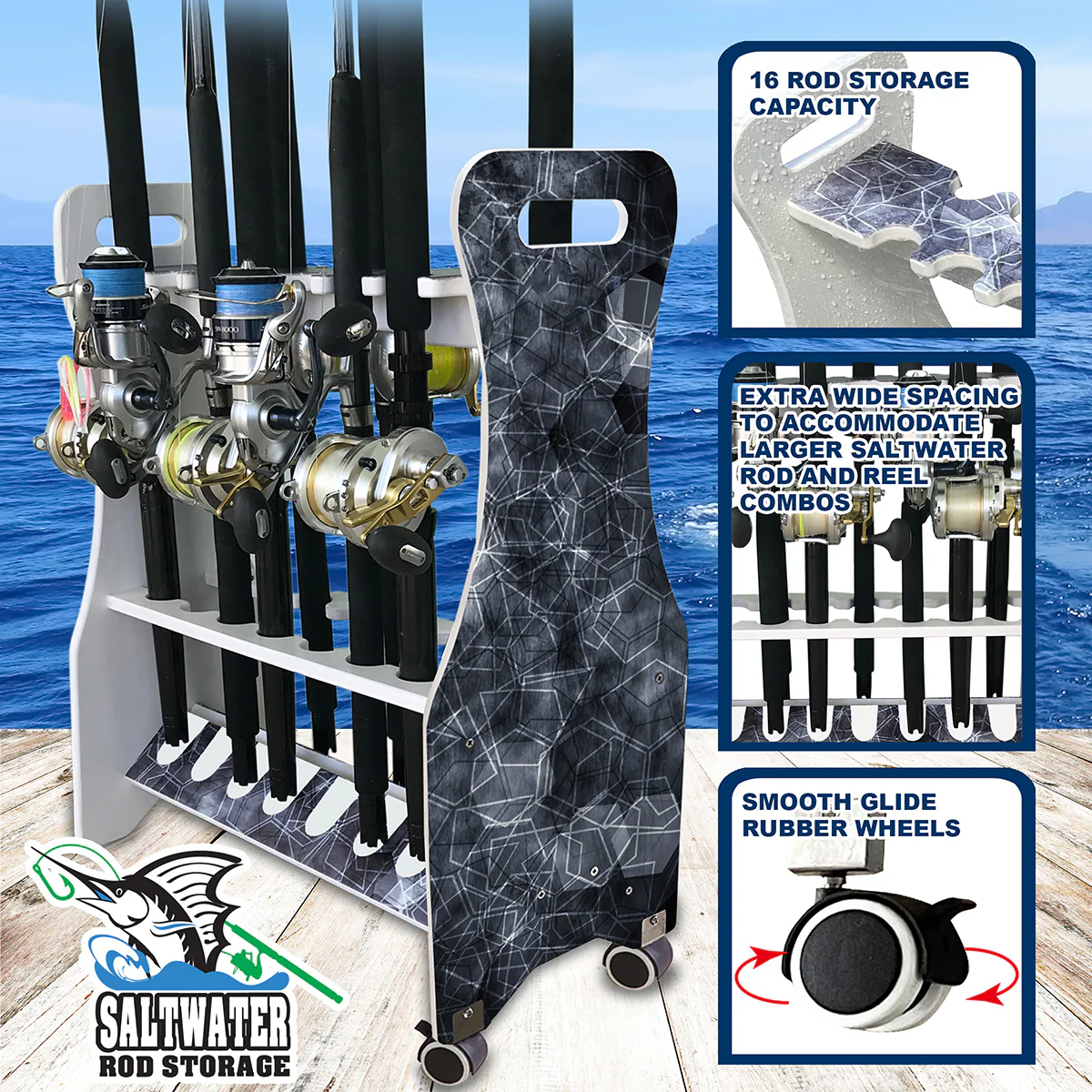 Waterproof Rolling 16 Fishing Rod Rack - Image 3