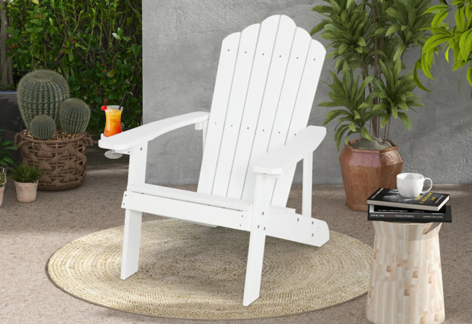 Weather Resistant Outdoor Adirondack Chair with Cup Holder - Image 8