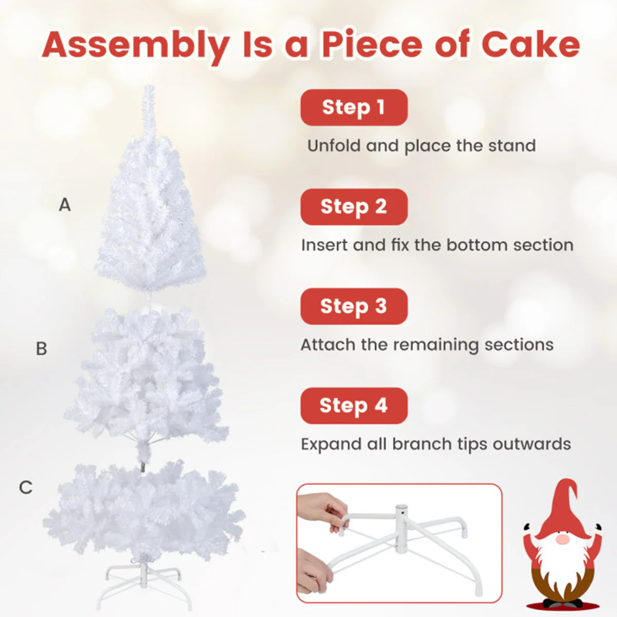 White Artificial Christmas Tree - Image 3