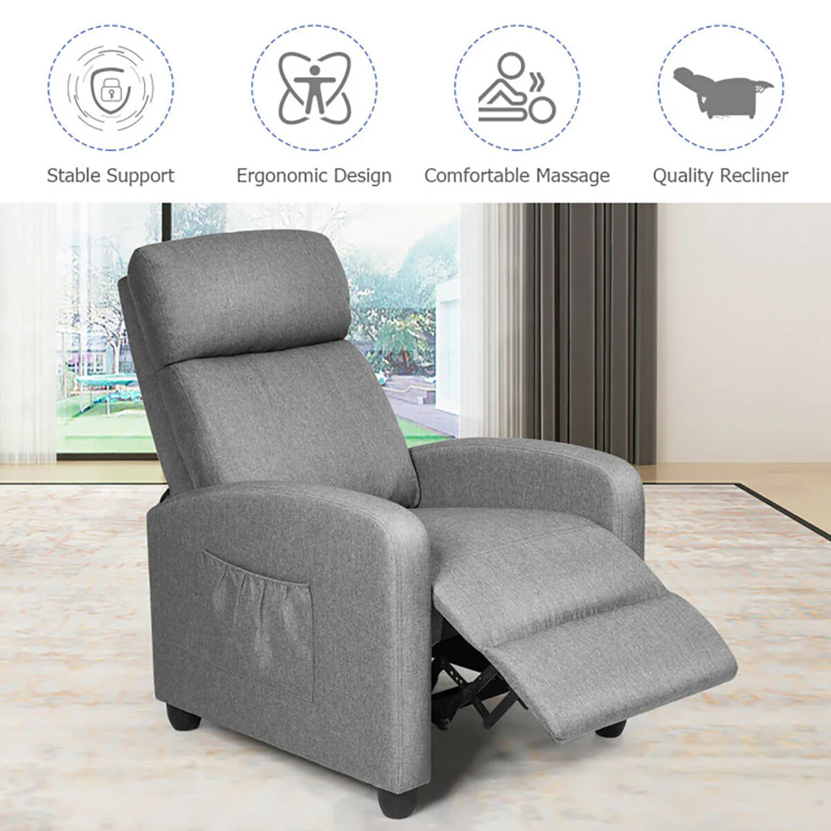 Wingback Massaging Recliner Chair - Image 23