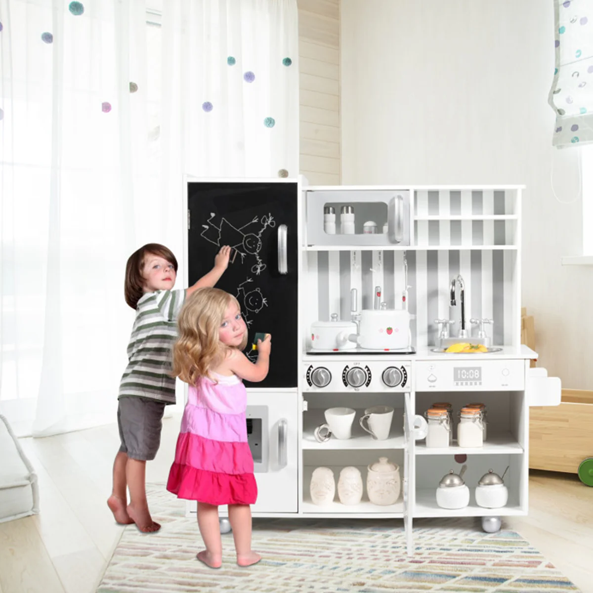 Wooden Pretend Play Kitchen with Sound