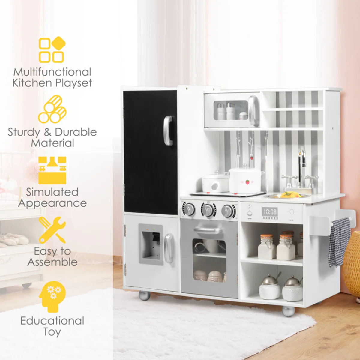 Wooden Pretend Play Kitchen with Sound - Image 6