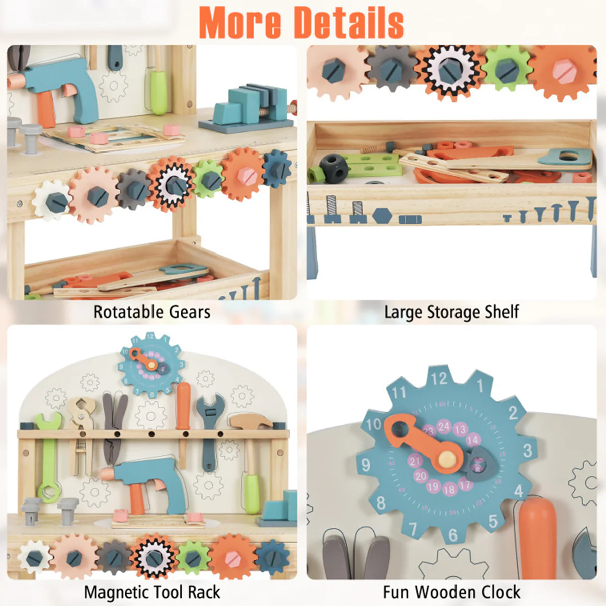 Wooden Pretend Play Workbench with Tools - Image 6